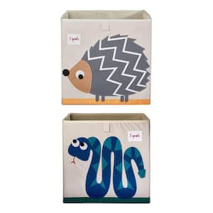 Children's Foldable Fabric Storage Box Soft Toy Bins, Hedgehog and Snake