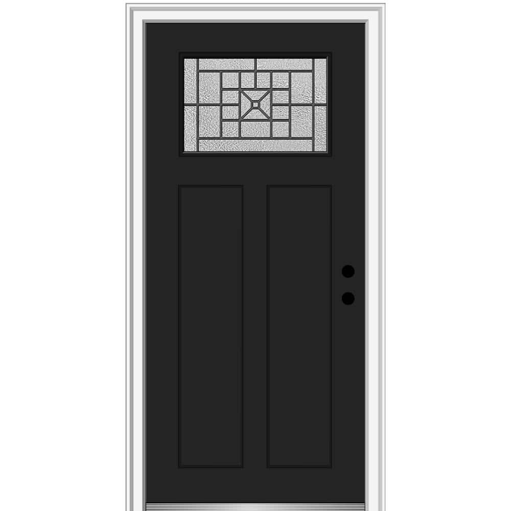 36 in. x 80 in. Courtyard Left-Hand 1-Lite Decorative Craftsman 2-Panel Painted Fiberglass Smooth Prehung Front Door price history on PriceWatchPro