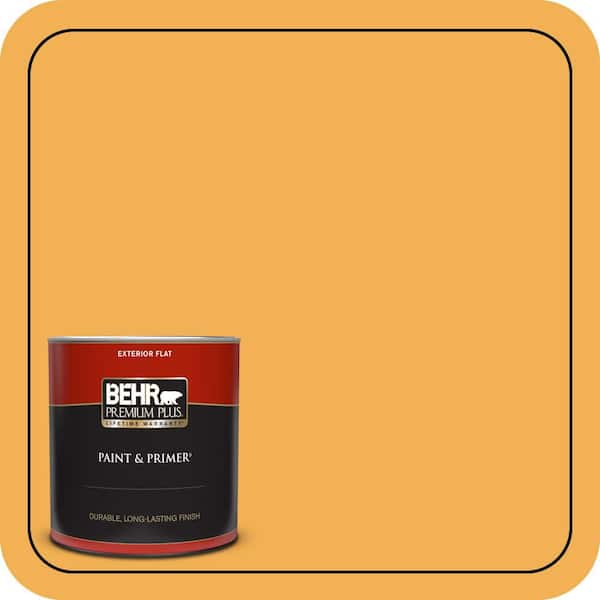 BEHR PREMIUM PLUS 1 qt. #PMD-20 Goldenrod Field Flat Exterior Paint & Primer