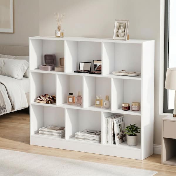 FUFU&GAGA 47.2 in. W x 40.9 in. H White Wooden 10-Shelf