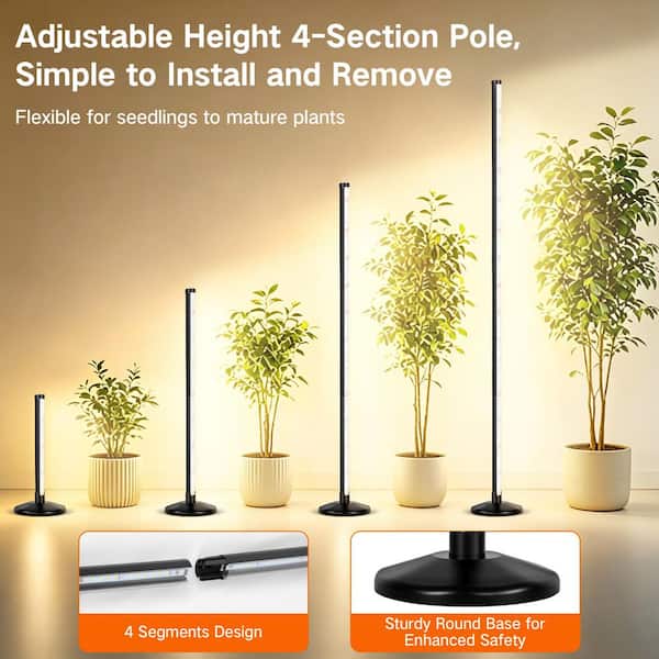 BICIK 15-76.7 in. Full-Spectrum Plant Grow Light Floor Lamp with
