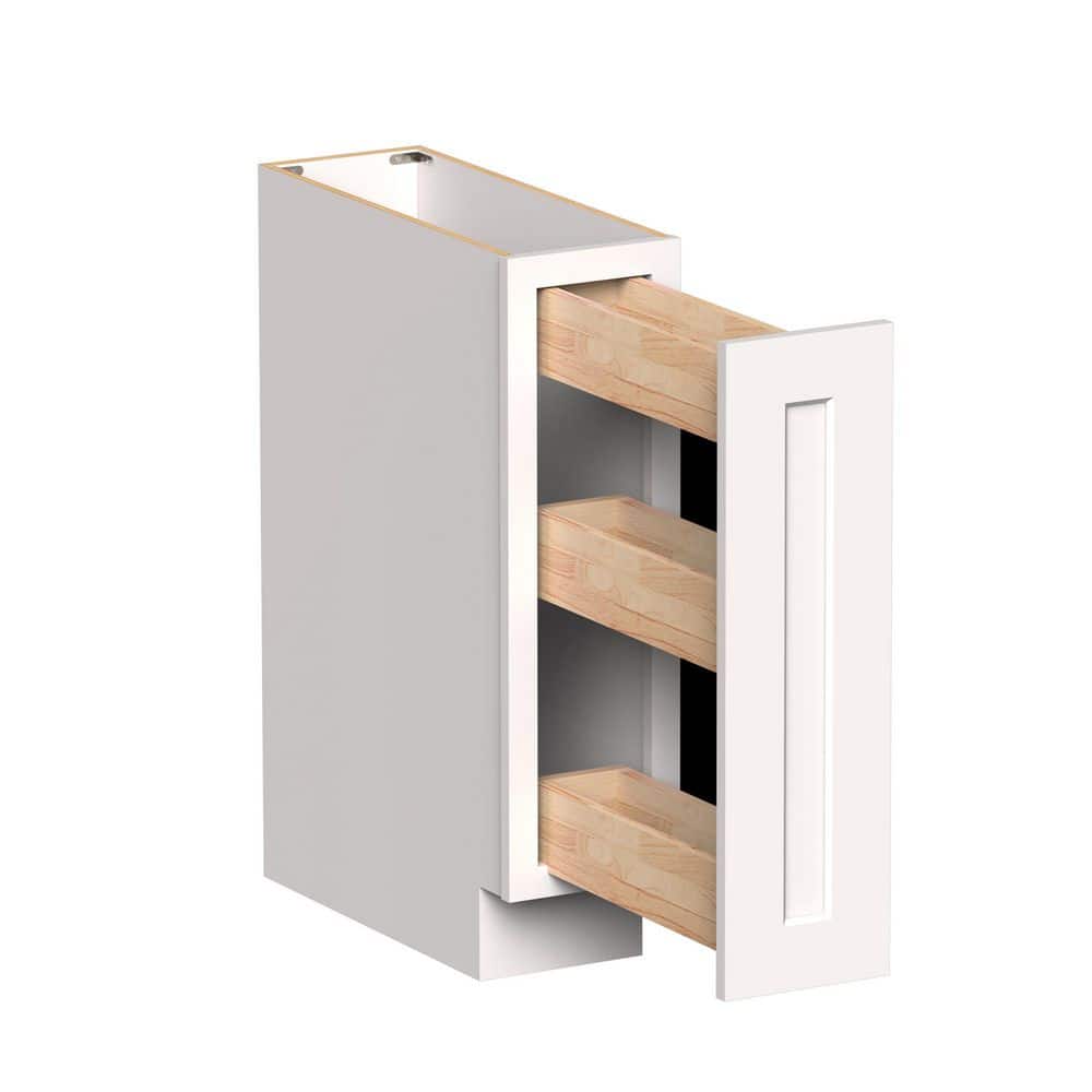 9 in. W x 24 in. D x 34.5 in. H Ready to Assemble Pull Out Pantry Kitchen Cabinet with 1 Drawer in Snow White