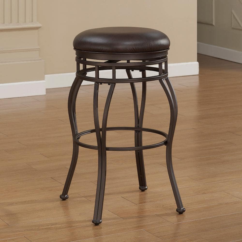 Gray Adjustable Swivel Saddle Style Wood and Metal Bar Stool
