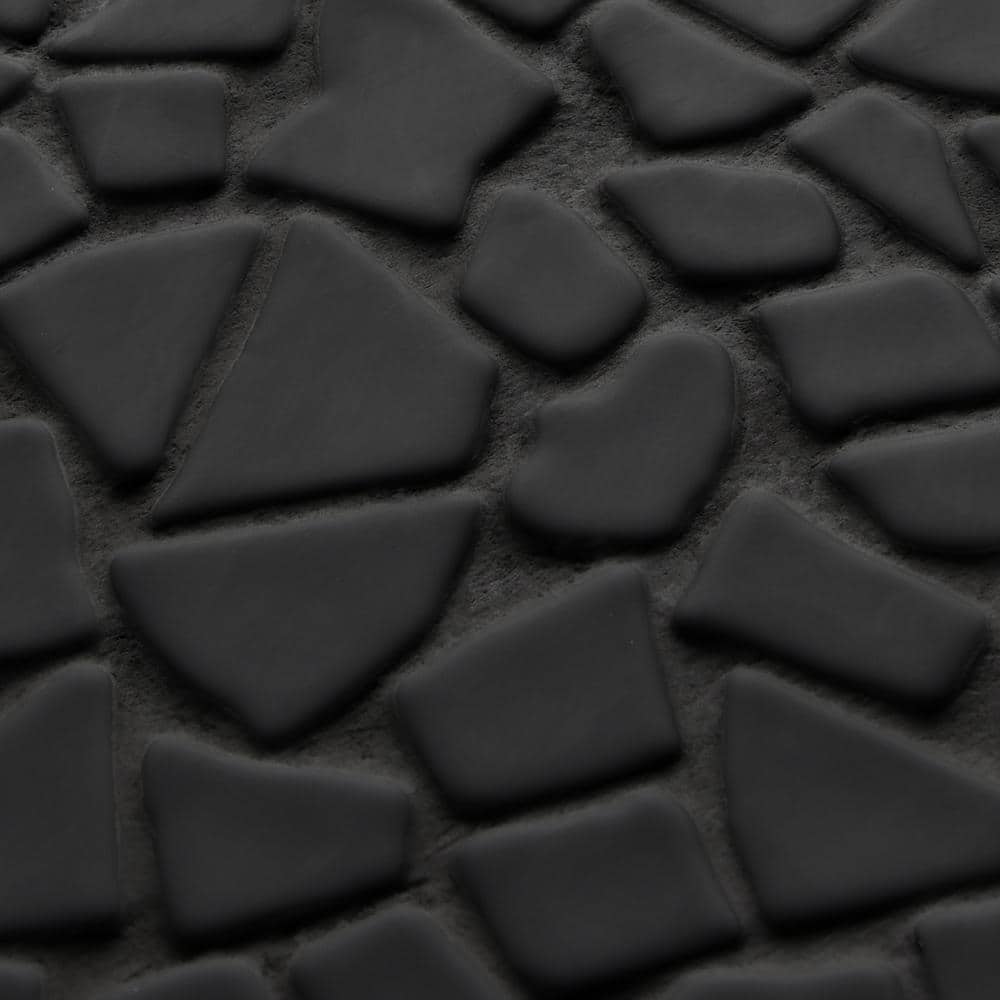 12" x 12" Black Matte Glass Pebble Mosaic Tile