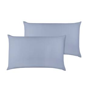 A1HC GOTS Certified Organic Cotton Sateen Weave 300TC Single Ply Light Blue Queen Pillowcase Pair