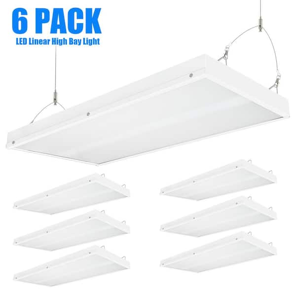 2 ft. 400-Watt Equivalent Integrated LED White High Bay Light 120-Volt to 277-Volt 16000 Lumens 5000K (6-Pack)