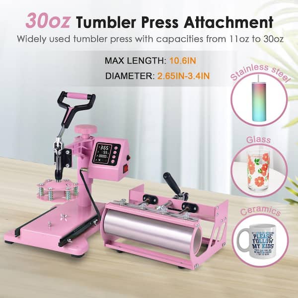 Tumbler Heat Press Pro / White / Pink 11oz to 30oz
