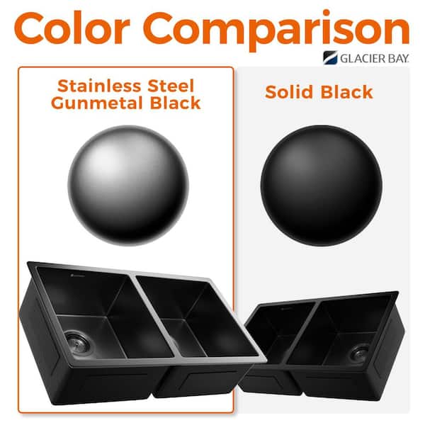 Glacier Bay 31 in. Undermount Double Bowl 18 Gauge Gunmetal Black