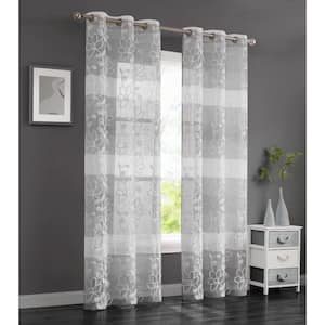 Caroline 76" x 84" Embroidered Window Curtain in Silver