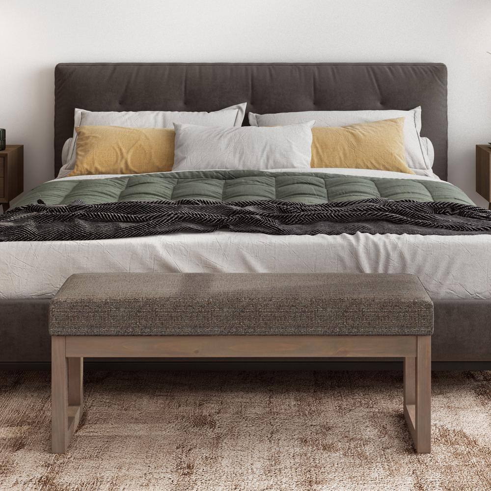 Milltown Mink Brown Tweed Fabric Upholstered Bench