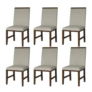 Philippa Walnut Modern Upholstered Dining Chair Crafted with Sturdy Rubber Wood Legs Set of 6