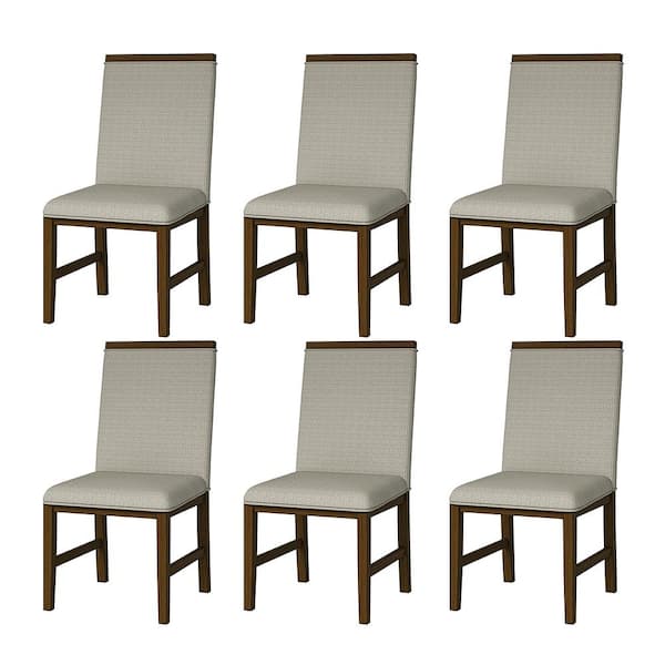 JAYDEN CREATION Philippa WALNUT Modern Upholstered Dining chair Crafted with Sturdy Rubber Wood Legs Set of 3