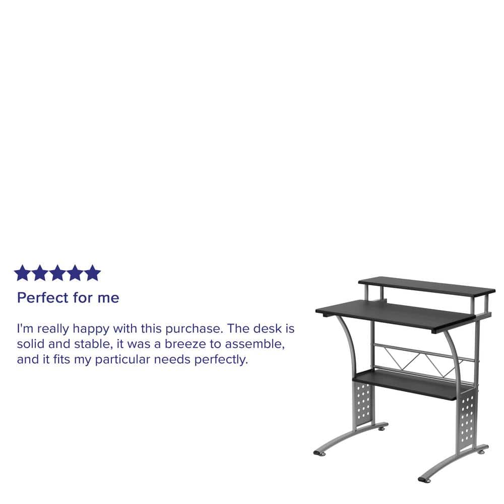 Black Laminate 31" Computer Desk with Keyboard Tray