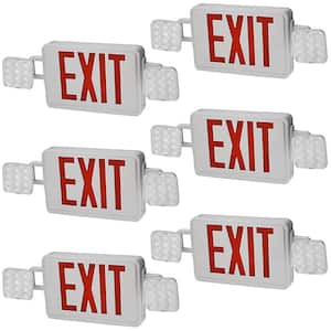 60-Watt Equivalent Combo Integrated LED White Direct Wire with Emergency Light/Exit Sign Battery Backup 6500K (6-Pack)