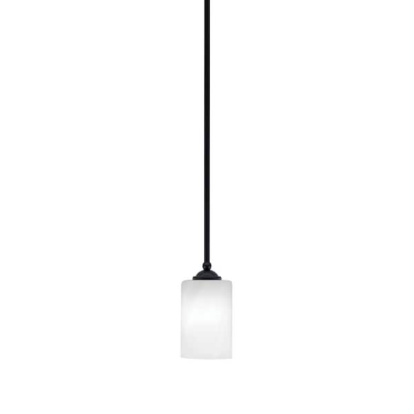 Unbranded Clevelend 100-Watt 1-Light Black Pendant Mini Pendant Light with White Marble Glass Shade Light Bulb Not Included