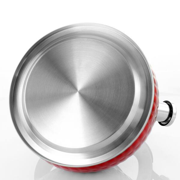 MegaChef 12-Cup Brushed Silver Stainless Steel Whistling Kettle