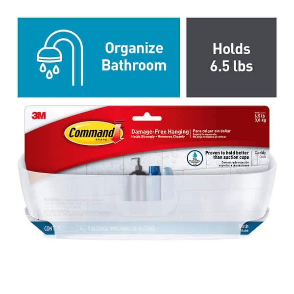 3M Command Bath Corner Caddy Organizer Holds Wet Humid Plastic Frosted,  3-Pack 