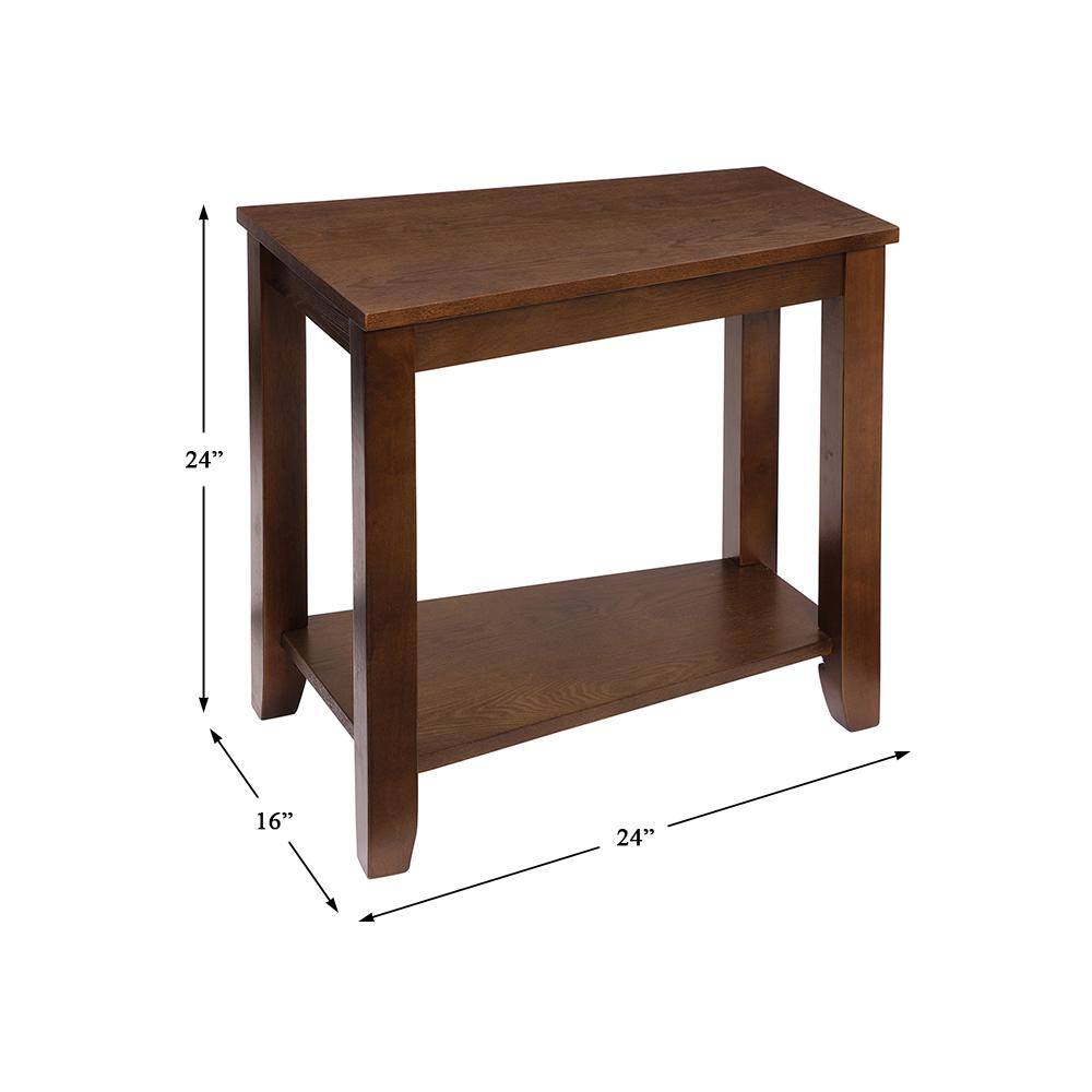 Elwell Wedge Espresso 24" Chairside Table in Transitional Brown Wood