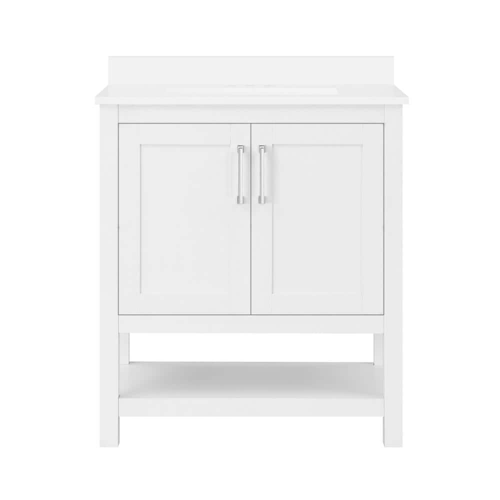 Vegas 30" White Wood Freestanding Single Sink Bathroom Vanity
