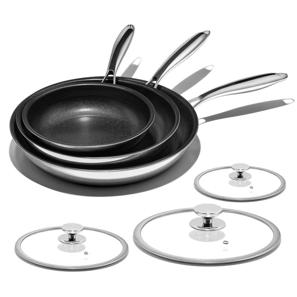 3-Piece Titanium Ceramic Nonstick Skillet Set with Lid Stay-Cool Handle Dishwasher Oven Safe for All Cooktops product image for price tracking