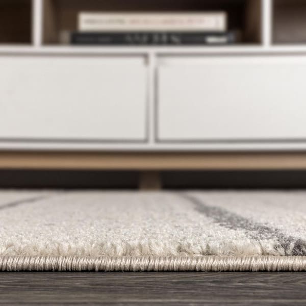 JONATHAN Y Williamsburg Minimalist Stripe Cream/Gray 4 ft. x