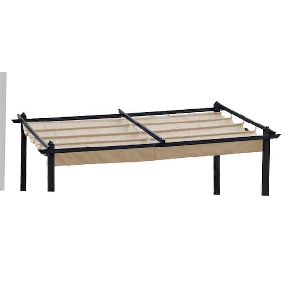 Unbranded Replacement Canopy Cover Only, 13 x 10 ft. Outdoor Patio Retractable Pergola Sun-shelter Canopy (No Frame), Khaki