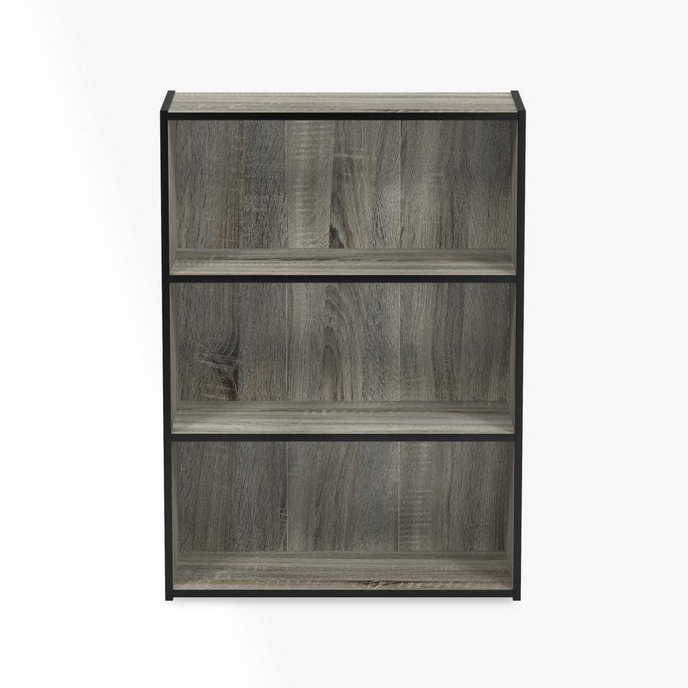 Furinno 31.5 in. French Oak Gray Wood 3-shelf Standard Bookcase