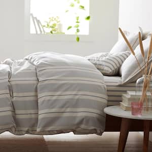 Wide Stripe Yarn Dyed 200-Thread Count Cotton Percale Flat Sheet