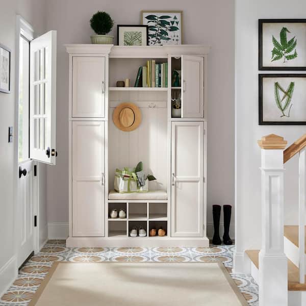 Home Decorators Collection Royce 60 in. Polar Off-White All-in-1 Hall Tree