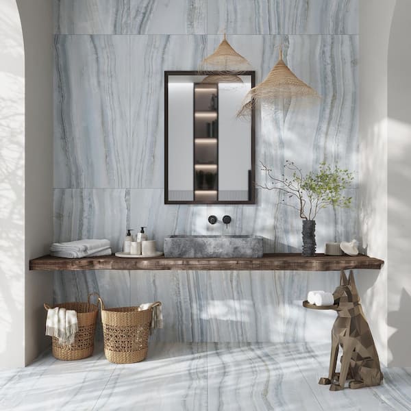 Splendor 24 x 48 in. Windy Blue Honed Porcelain Veincut Large Tile (15.5 sq. ft./case, 2-Pack)