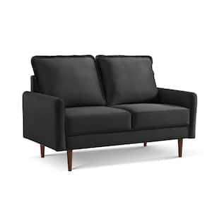 Modern Cambered Arm 57 in. Black Solid Velvet Polyester 2-Seat Loveseat with Cambered Arms
