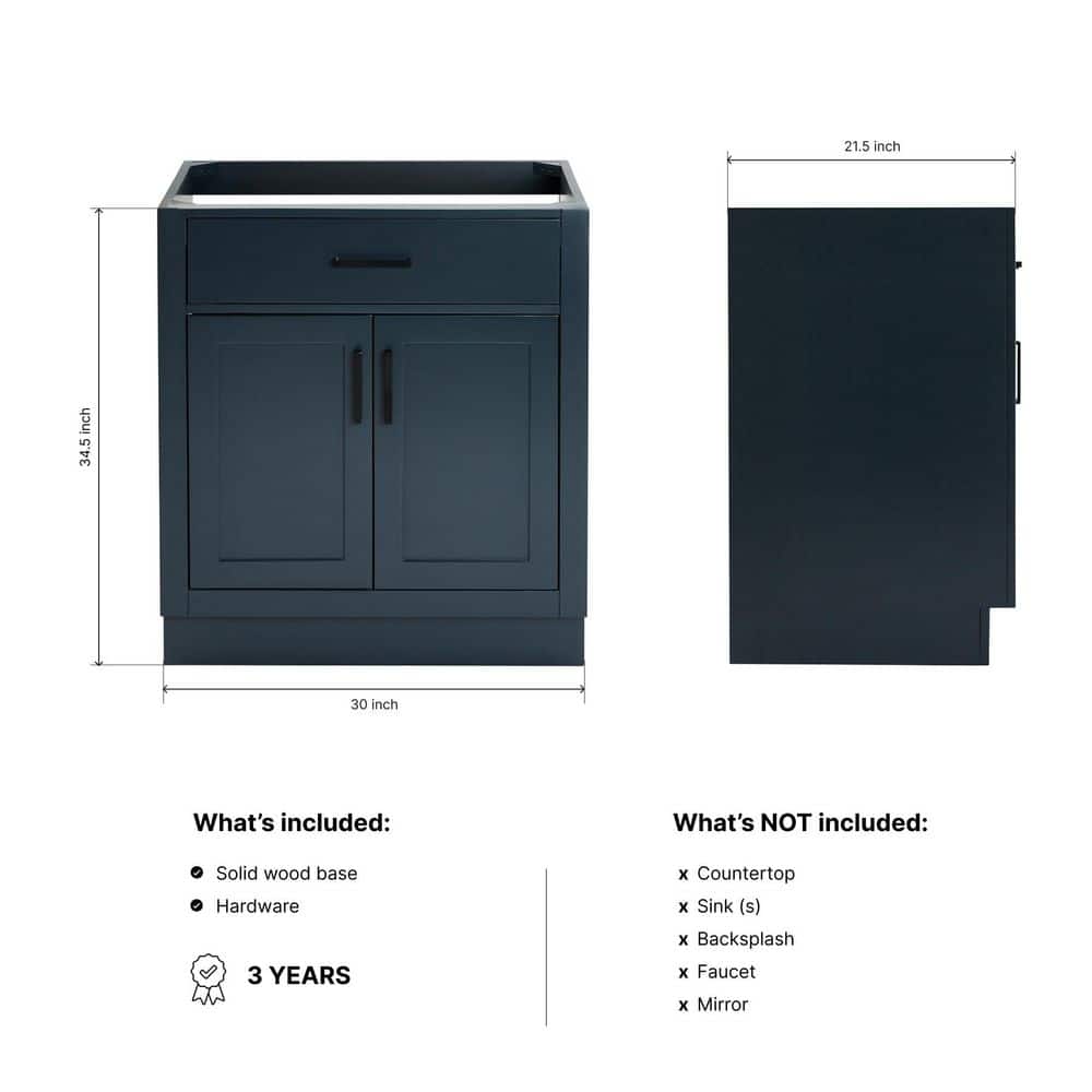 Midnight Blue Hardwood Single Freestanding Vanity Cabinet