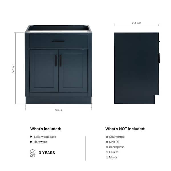 Hepburn 30 in. W x 21.5 in. D x 34.5 in. H Bath Vanity Cabinet without Top in Midnight Blue