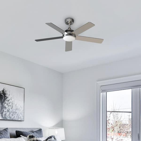 Carley 52 in. Integrated LED Indoor Brushed Nickel Smart Ceiling Fan with Remote Control and CCT Powered by Hubspace