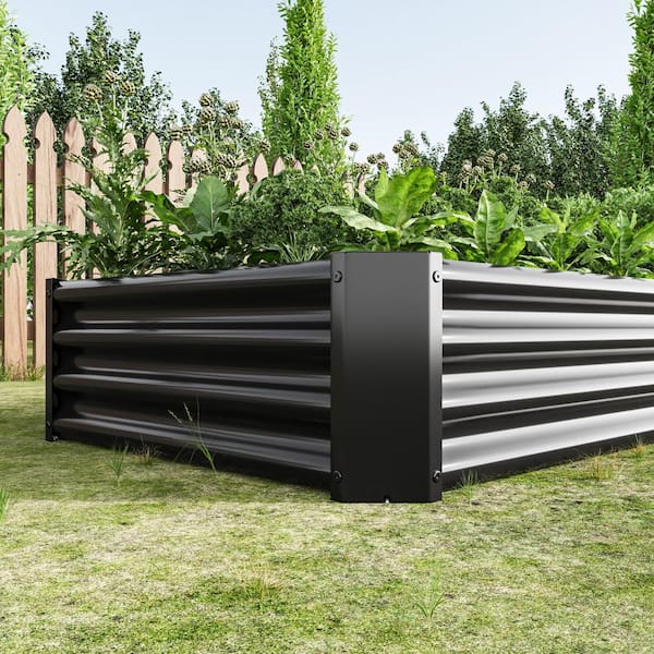 Unbranded - 71 in. L x 36 in. W x 12 in. H Black Outdoor Metal Raised Garden Bed, Planter Box for Vegetables, Flowers, Herbs, Plants