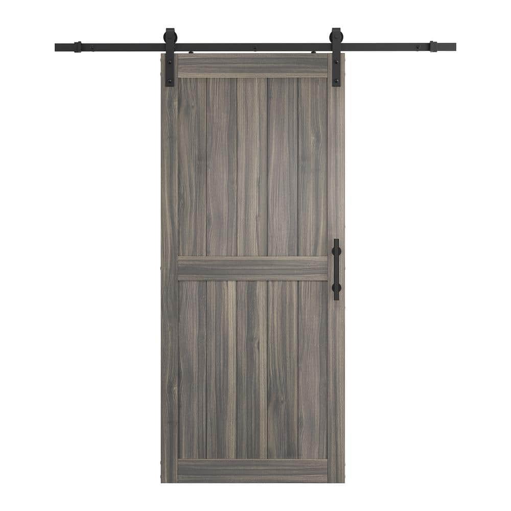 30 in. x 84 in. Shaker 2-Panel Classic Walnut finished MDF Interior Sliding