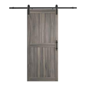 30 in. x 84 in. Shaker 2-Panel Classic Walnut finished MDF Interior Sliding Barn Door with Hardware Kit