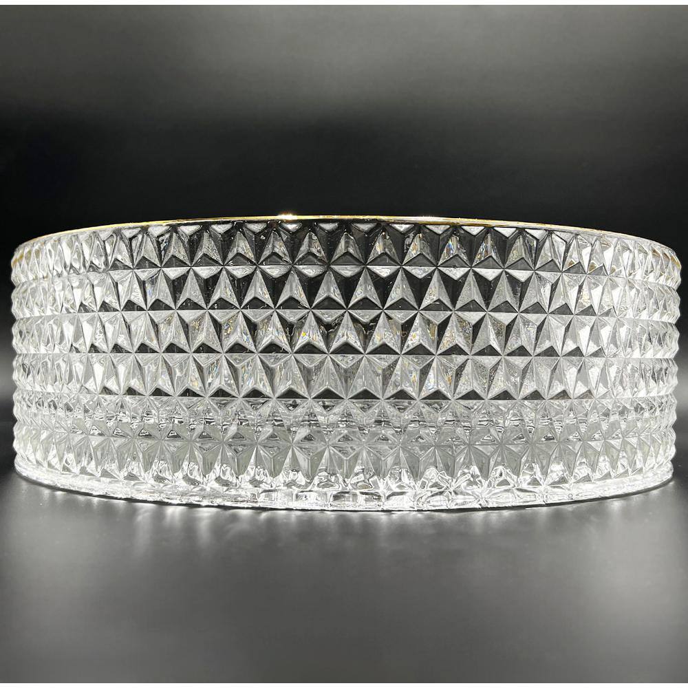14" Clear Glass Circular Vessel Sink with Gold Rim