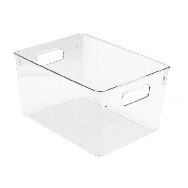 Clear Plastic Storage Bins with Dividers - Stackable Organizer Set (2-Pack)