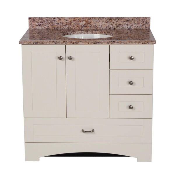 St. Paul 36 in. Manchester Vanity in Vanilla with 37 in. Stone Effects Vanity Top in Santa Cecilia