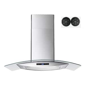 30 in. 475 CFM Convertible Stainless Steel/Glass Wall Mount Range Hood with Mesh and Charcoal Filters and Touch Control