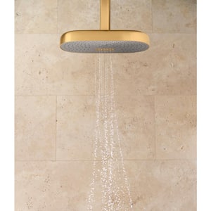 Statement Oblong 2-Spray Patterns 2.5 GPM 18 in. Ceiling Mount Rainhead Fixed Shower Head in Vibrant French Gold