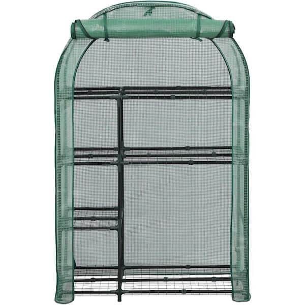 Zeus & Ruta 17.3 in. W x 39.4 in. D x 62.6 in. H Pop-Up Gardening Greenhouse with 4-Tier Rack Shelves in Green