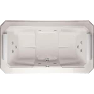 Mystique 78 in. W. x 44 in. Acrylic Rectangular Drop-In Combination Bathtub with Center Drain in White