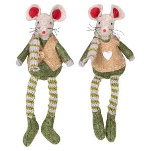 7.5 in. Boy and Girl Mice Christmas Ornaments Set of 2