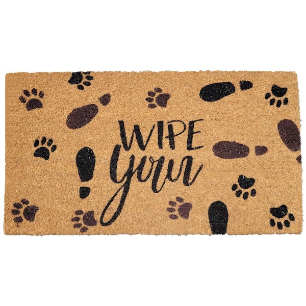 Kauri Design 17.7 in. x 29.5 in. Wipe Your Paws and Feet Natural Coir ...