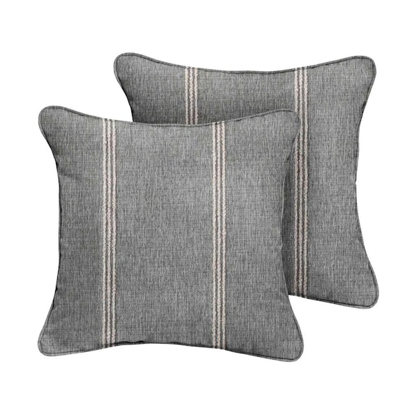 SORRA HOME Sunbrella Lengthen Stone Square Outdoor Throw Pillow (2-Pack)