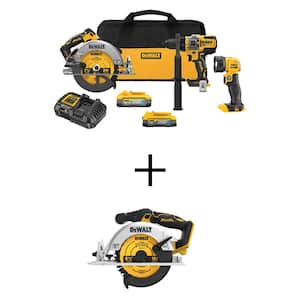 20V MAX Lithium-Ion Cordless 3-Tool Combo Kit and Brushless 6-1/2 in. Circular Saw with 5Ah Battery and 1.7Ah Battery