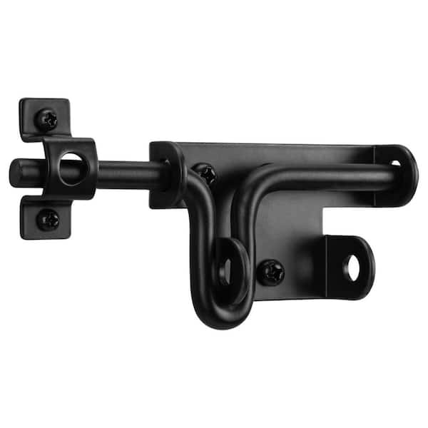 Unbranded Heavy Duty Slide Bolt Gate Latch for Wooden Fence and Vinyl Shed, Black Door Lock Hardware with Padlock Hole