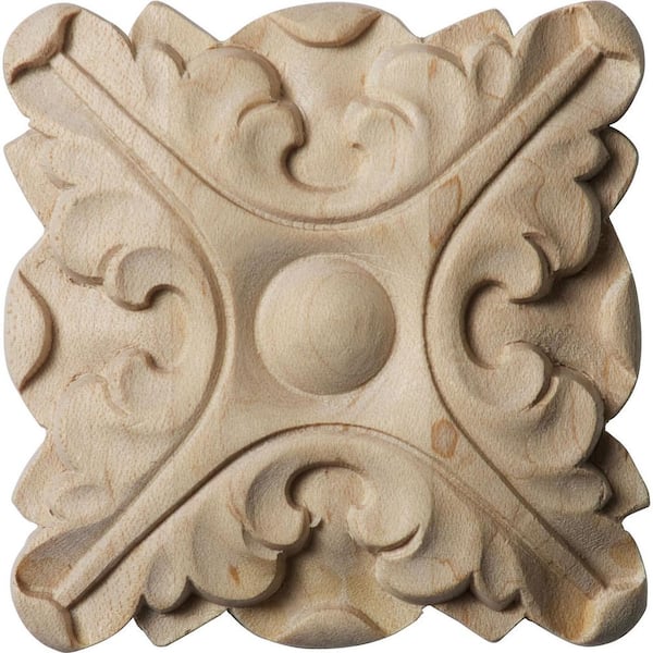 Ekena Millwork 1/2 in. x 2-3/4 in. x 2-3/4 in. Unfinished Wood Cherry Acanthus Rosette